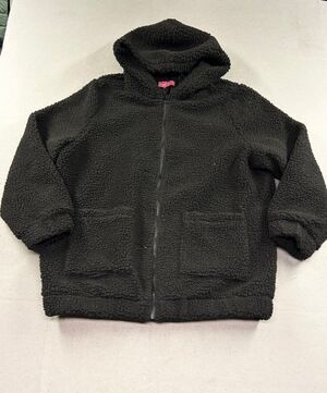 Sugar Thrillz Women’s Sherpa Heavy Thick Hooded Coat Black 1x